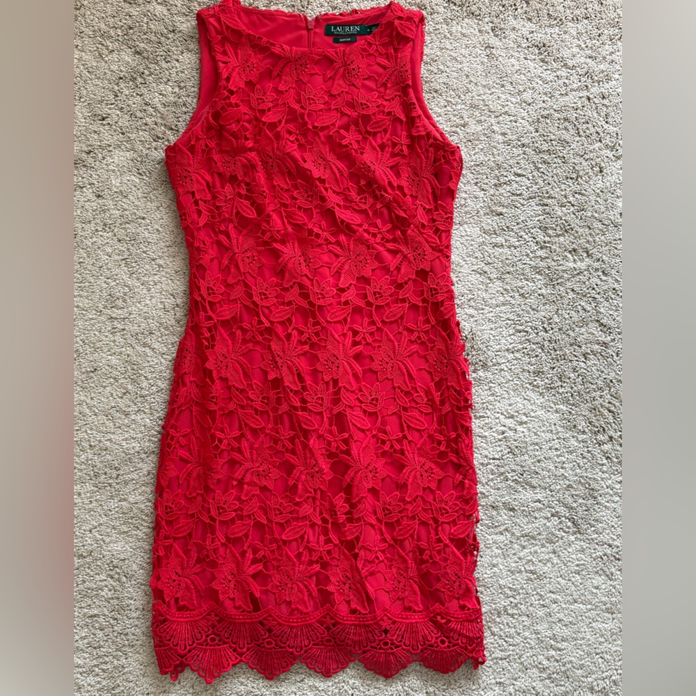 Ralph Lauren Vibrant Red Floral Dress